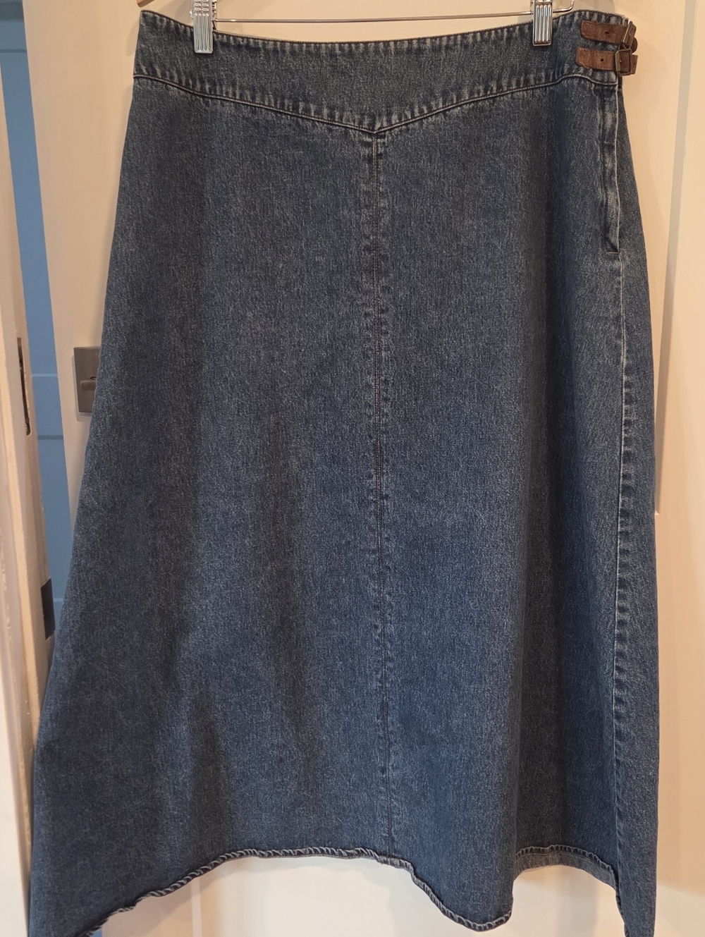 Lauren Ralph Lauren Denim Maxi Skirt Dark Academia Western Boho Y2K Buckle